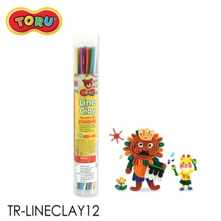 TORU (โทรุ) ดินปั้นแบบเส้น 12 สี ดินปั้น ปลอดสารพิษ ดินน้ำมัน เหมาะสำหรับเด็ก  รหัส TR-LINECLAY12