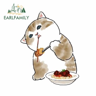 Earlfamily สติกเกอร์ไวนิล ลายกราฟิกแมว Mofu กันน้ํา สําหรับติดตกแต่งรถยนต์ 13 ซม. x 10.3 ซม.