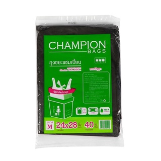 ถุงขยะแบบหูผูก 24x28 นิ้ว (แพ็ค30ใบ) CHAMPION ถุงขยะ Garbage Bags with Ties 24x28 inches (30/Pack) CHAMPION