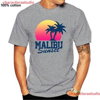 charactersstudio New เสื้อยืดพิมพ์ลาย Malibu Sunset สไตล์วินเทจสําหรับผู้ชาย mens tshirt