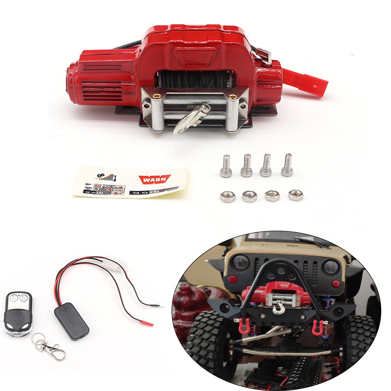 อัตโนมัติ Winch สีแดงและรีโมทคอนโทรลไร้สายสําหรับ 1/10 RC Crawler รถ Axial SCX10 Traxxas TRX4 D90 KM2 TF2 Tamiya