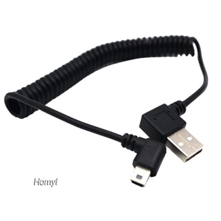 [Homyl] สายเคเบิลสปริง Usb 2.0 A ตัวผู้ เป็น Usb Mini 5P มุมซ้าย 5 ฟุต มุมงอ 90 องศา