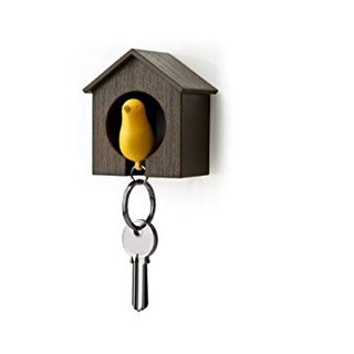 Luckie Street : LKSKCBHBRYL* ของตกแต่งบ้าน Birdhouse Key Ring - Brown House with Yellow Bird