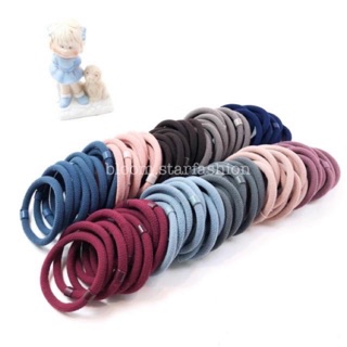 (100 เส้น) ยางรัดผมสไตล์เกาหลี &lt;เส้นยางหนานุ่ม&gt;  ☆ ชุดคละ10สี หรือ ดำล้วน☆