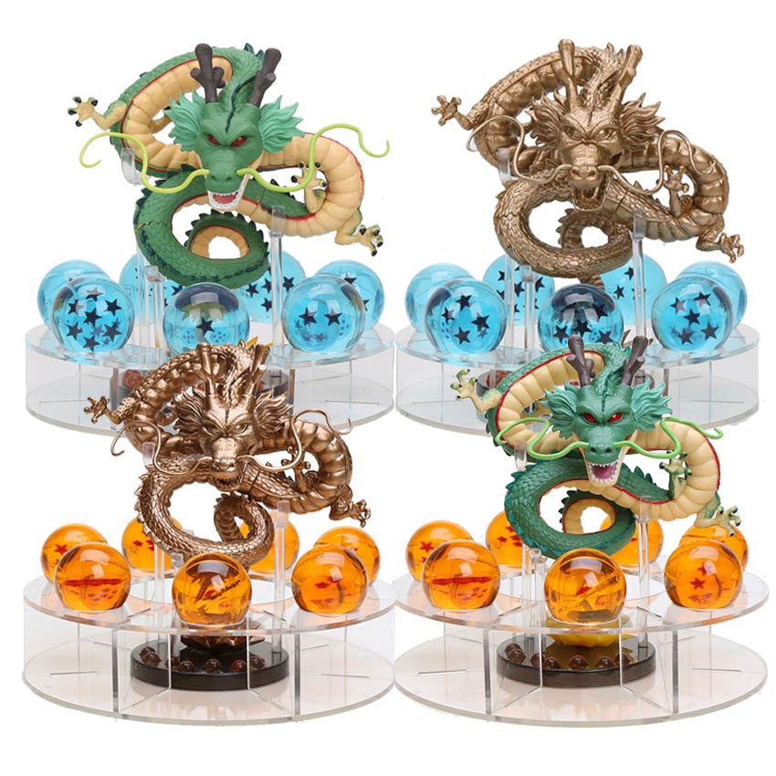 ของเล่นฟิกเกอร์ Dragon Ball Z Anime Shenlong 1shenron + 7 ชิ้น 3.5cm ลูกบอลคริสตัล + 1 ชั้น Wishing 