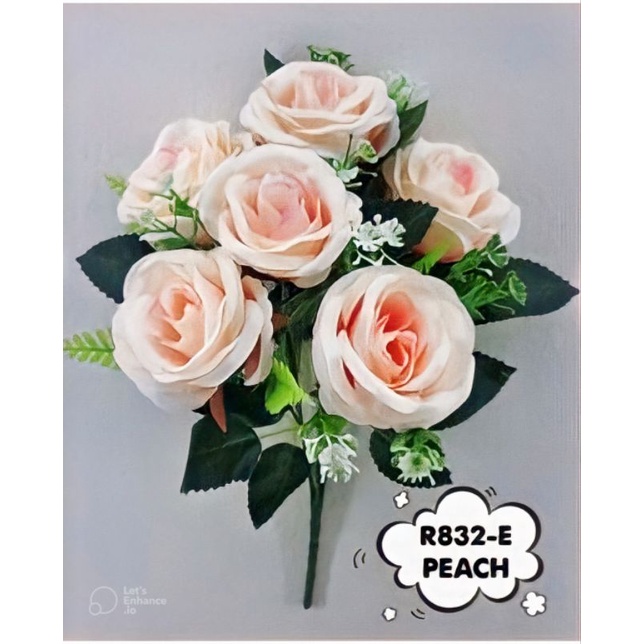 ✅(ถูกที่สุด พร้อมส่ง) ดอกกุหลาบปลอม 6 ดอก ดอกมาเรียจูเนียร์บูช  ขนาดดอก 6.5*4.5เซนติเมตร สูง 30 เซนติเมตร - รูปที่ 4