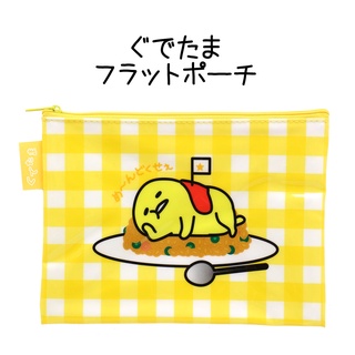 กระเป๋า Gudetama Flat Pouch ลายตารางเหลืองขาว ขนาด 21 x 5.5 x 0.8 ซม.