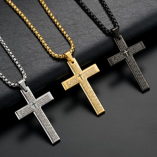 Women Men Titanium Steel Religion Biblical cross Pendant Necklace qf108