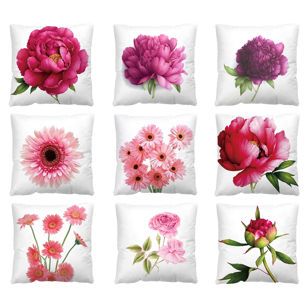 ปลอกหมอน ลายดอกไม้ สีแดง สีชมพู 70×70.60x60.50x50.45x45.40×40.ปลอกหมอนอิง สําหรับตกแต่งบ้าน โซฟา
