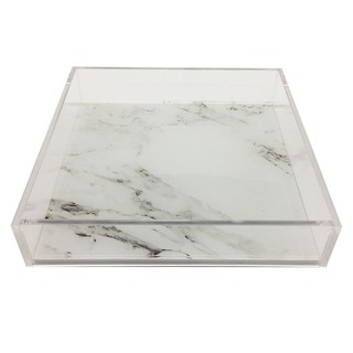 Other tableware ACRYLIC TRAY KECH MARBLE 20X20X4CM S WHITE Tableware Kitchen equipment อุปกรณ์บนโต๊ะอาหารอื่นๆ ถาดอะคริล