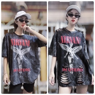 เสื้อฟอกเสื้อยืดเสื้อวงลาย nirvana เนอวานา