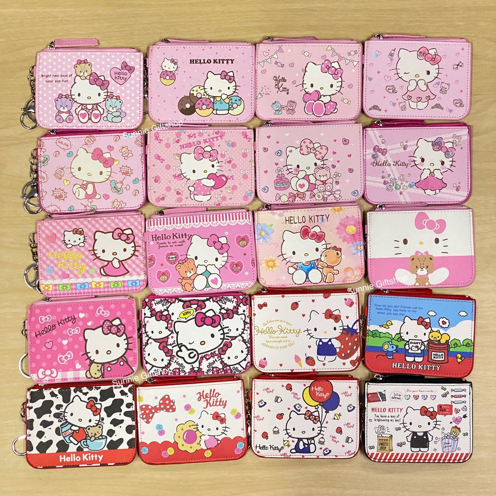 พร้อมส่ง กระเป๋าบัตร พร้อมช่องซิป กระเป๋าใส่เหรียญและธนบัตรลาย Kitty , Sanrio ลายชุดที่ 4