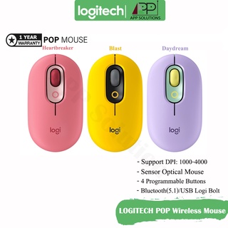 Logitech POP Mouse with Emoji(เมาส์ไร้สายพร้อมอิโมจิปรับแต่งได้)