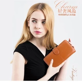 ใส่โค้ดลด SPC115BAG ลด 15.-ขั้นต่ำ 150.- กระเป๋าสตางค์ผู้หญิง🔥🔥🔥กระเป๋าสตางค์ใบยาวน้ำมันขี้ผึ้งหนังย้อนยุค TPQ13