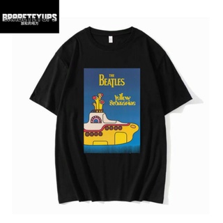 แขนสั้นcrew neckเสื้อยืด ผ้าฝ้าย พิมพ์ลาย The BEATLES Music สไตล์วินเทจ สําหรับผู้ชาย และผู้หญิงS-XXXXL