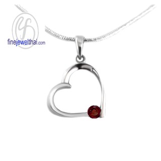 Finejewelthai จี้-โกเมน-เงินแท้-จี้พลอย-หัวใจ-พลอยประจำเดือนเกิด/ Garnet-Pendant-Silver925 - P1102gm