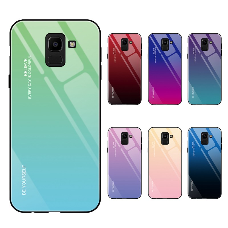 เคสโทรศัพท์มือถือ Samsung Galaxy J4 J6 plus J4 J6 J8 2018 ฝาหลังกระจกนิรภัย