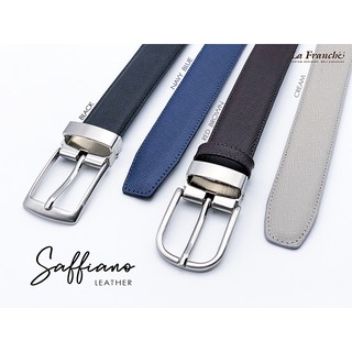 La Franche - Working Belt เข็มขัดหนังวัวแท้ Saffiano พร้อมหัวเข็มขัดหนีบนิกเกิ้ล  #2W0051