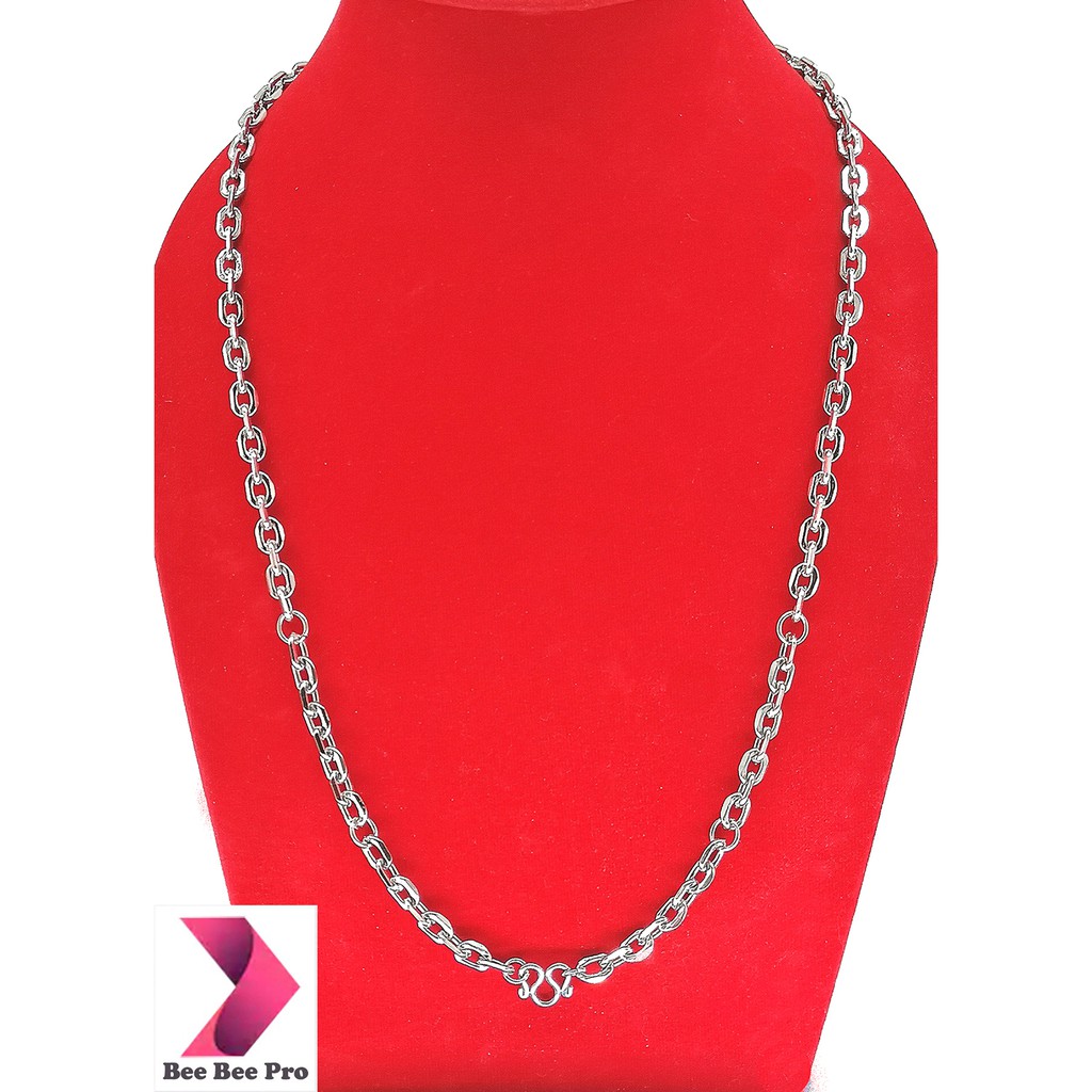 BBP249 - สร้อยคอสแตนเลสแท้ ลายโซ่ 6 มม. ความยาว 28 นิ้ว 5 ห่วง สร้อยคอห้อยพระ สร้อยคอผู้ชาย