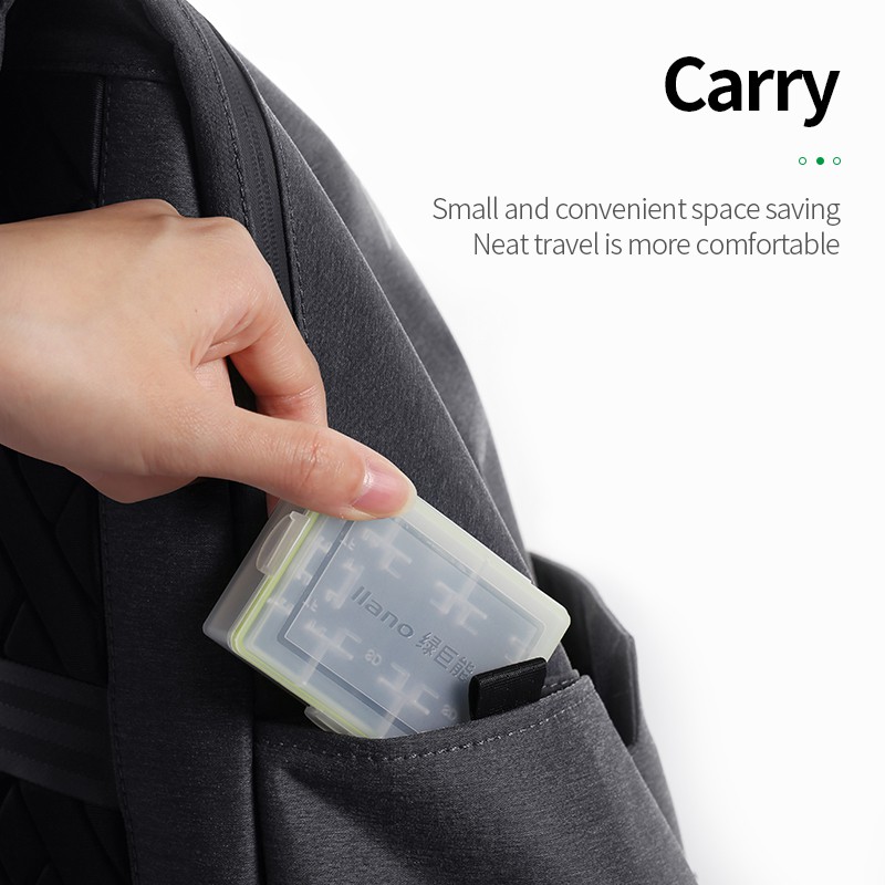 llano กล่องเก็บแบตเตอรี่ เมมโมรี่การ์ด SD / TF สำหรับกล้อง Canon Nikon Sony