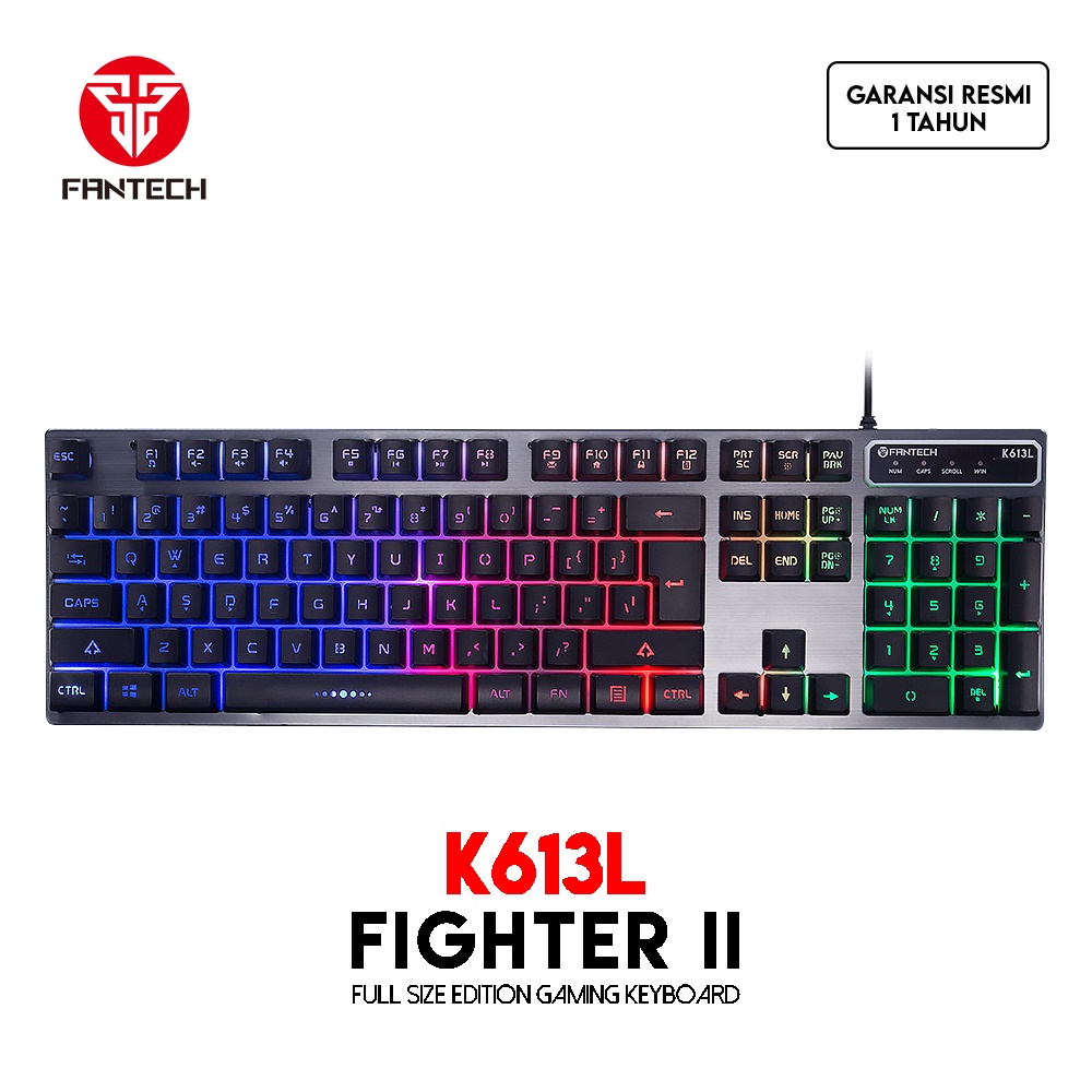 Fantech FIGHTER II K613L RGB Gaming Keyboard Membrane ฝาครอบอลูมิเนียมอัลลอยด์ขนาดเต็ม