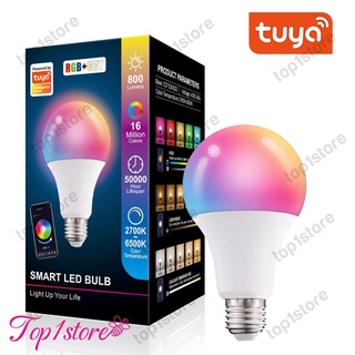 【 Tuya 】 หลอดไฟ Led สมาร์ทบลูทูธ 10W E27 Rgbw Led เปลี่ยนสี Rgb + Cct สําหรับตกแต่งบ้าน Ac85-265V Top1