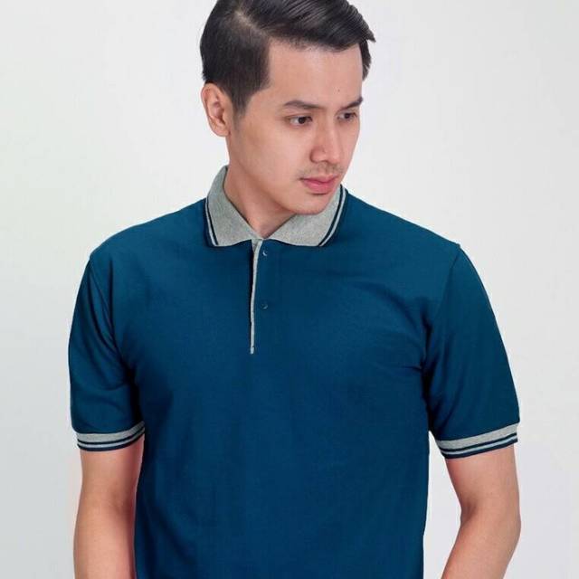 เสื้อยืดคอปก/โปโล เสื้อยืด/สีพื้นสีฟ้า ITB SOLID ขายส่ง