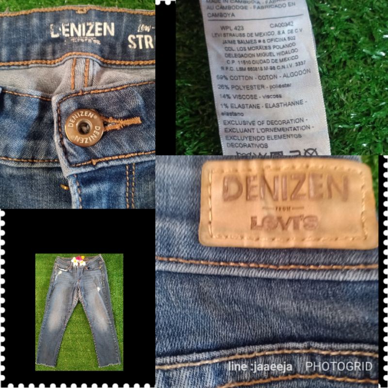 🍒#A85#กางเกงยีนส์สีเฟคอ่อนกลาง#ผ้ายืดได้ถึง1-2นิ้วทรงขากระบอกเล็ก#เอวกลาง#งานแบรนด์เนม Denizen Levl'