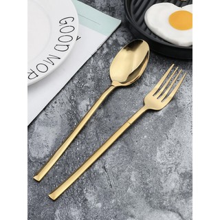 ช้อน ส้อม สแตนเลส สีทอง Golden Stainless Steel Spoon &amp; Fork