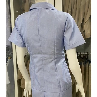 เสื้อฟ้าสาธารณสุข คอบัวมนป้าย