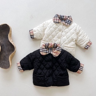 Infant Winter Clothes 0-3 Years Old Baby Quilted Jacket Color Matching Plaid Western-style Baby Jacket Top