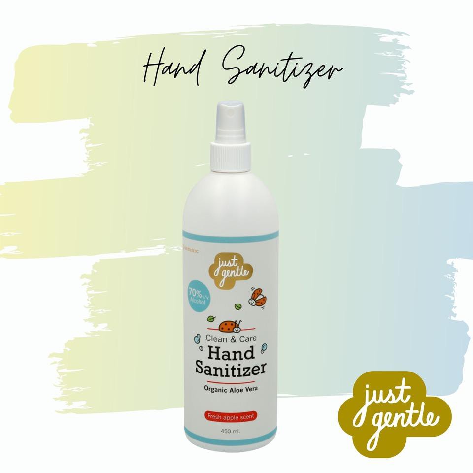Just Gentle Hand Sanitizer Liquid Spray - Apple Scent สเปรย์แอลกอฮอล์ลฆ่าเชื่อโรค กลิ่นแอ็ปเปิ้ล Alcohol 70% (450 ml)