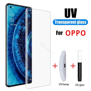 ฟิล์มกระจก กาว uv Reno 10 8T 6 5 4 Find X5 X3 X2 Reno10 Reno6 Reno5 Reno4 Pro Plus Pro+ 5G 4G 2023