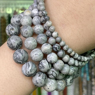 กำไลข้อมือหินแท้ Map Jasper หรือ Silver lace agate ขนาดหินมี 6 mm, 8 mm , 10 mm