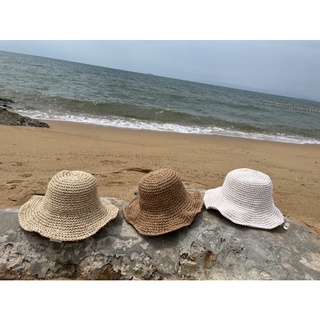 Beach Moon Straw Hat หมวกสานปีกสั้น เนื้อหมวกถักพิเศษค่ะ Color  Brown  Cream