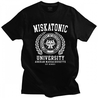 เสื้อยืดผ้าฝ้าย เสื้อยืดคอกลม ผ้าฝ้าย พิมพ์ลาย Cthulu And Lovecraft Miskatonic University สําหรับผู้ชาย