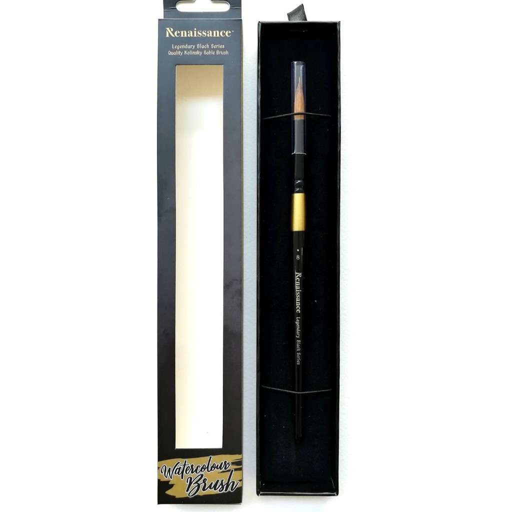 พู่กันสีน้ำขน kolinsky แท้ RENAISSANCE LEGENDARY BLACK SERIES BRUSH จำนวน 1 ด้าม