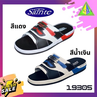 Sainte classic Taiwan รุ่น 19305 รองเท้าแตะแบบสวม ผู้ชาย สีแดง สีฟ้า หนังเทียม PUใส่สบาย ทำความสะอาดง่าย