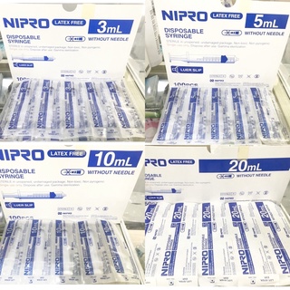 Syringe Nipro ไม่ติดเข็ม 1ml, 3ml, 5ml, 10ml, 20ml ( แพค 10 ชิ้น )