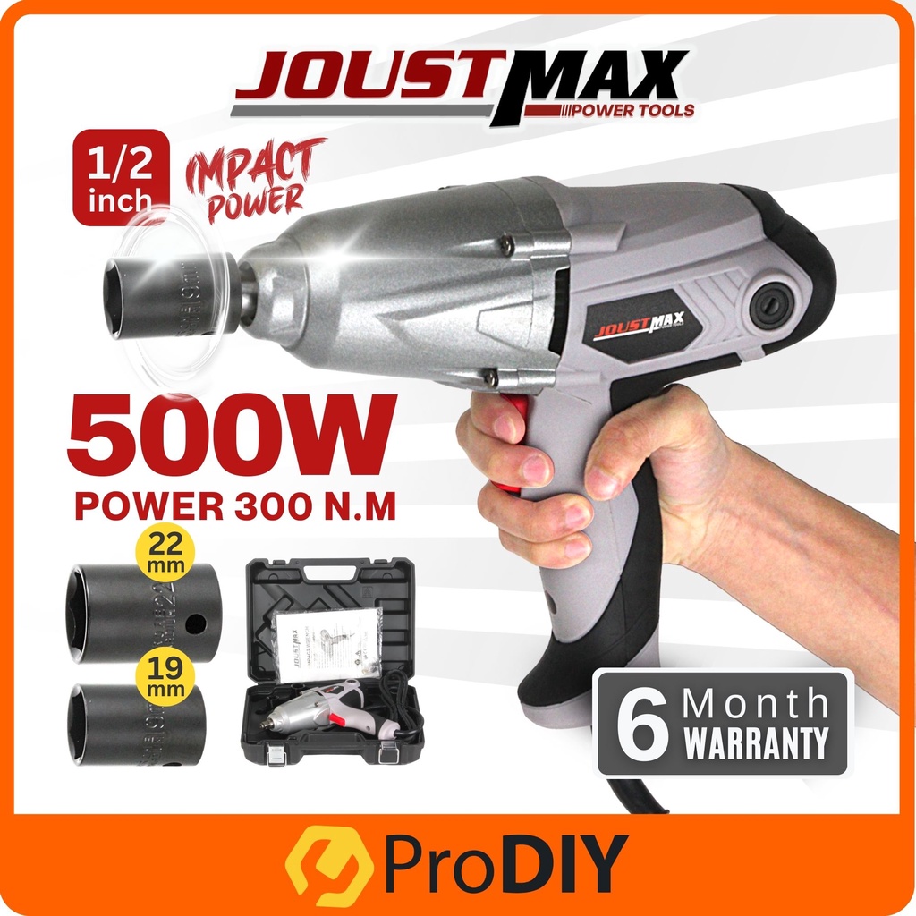 Prodiy JOUSTMAX JSTIW500 500W 1/2 นิ้วประแจผลกระทบไฟฟ้าประแจไฟฟ้า Impack ชุดประแจ Bukak Tayar Tyre ซ