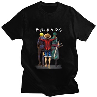 เสื้อยืดพิมพ์ลายprintingกางเกงขาสั้น ขนาดใหญ่ พิมพ์ลายการ์ตูน One Piece Friends สไตล์คลาสสิก สําหรับผู้ชายS-4XL