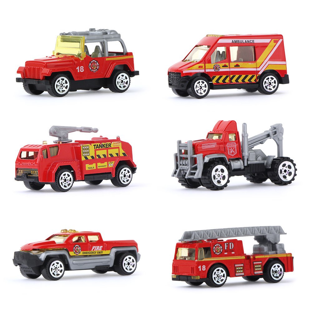 1:64 Mini Alloy รถโมเดลDiecastรถวิศวกรรมรถดับเพลิงรถของเล่นชุดของขวัญวันเกิดสําหรับเด็ก