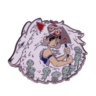 เข็มกลัดฟอยล์ รูปการ์ตูนเจ้าหญิง Mononoke Enamel Pin San Wolf Forest Spirits Kodama