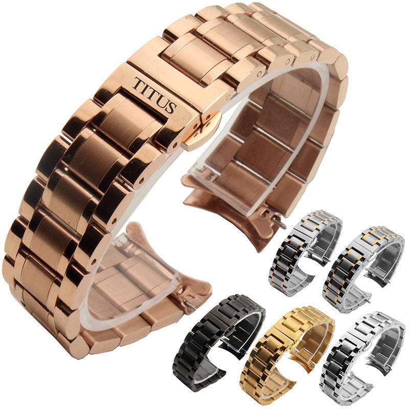 [bolanxun]Titus Watch Band สายเหล็ก สายสแตนเลส Unisex Strap Butterfly Buckle Accessories 20 22mm