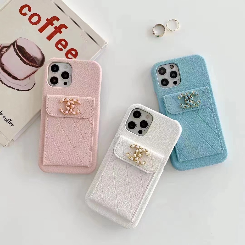 Chanel Leather Card package iPhone 12 13 11 Pro Max XR XS Max X 7 8 8Plus 7Plus Case Cover Casing Luxury Brand