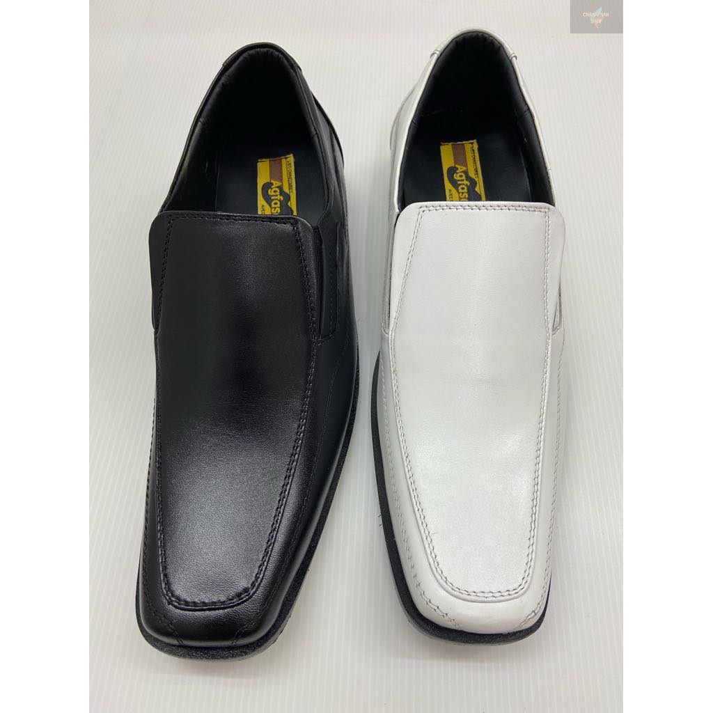 รองเท้าหนังคัชชู ผู้ชาย สีดำ/สีขาว AGFASA รุ่น8001 งานดี หนังแท้ การันตี ทรงสวยใส่ทน SIZE 40-44