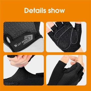 WEST BIKING ถุงมือครึ่งนิ้วระบายอากาศสําหรับปั่นจักรยาน