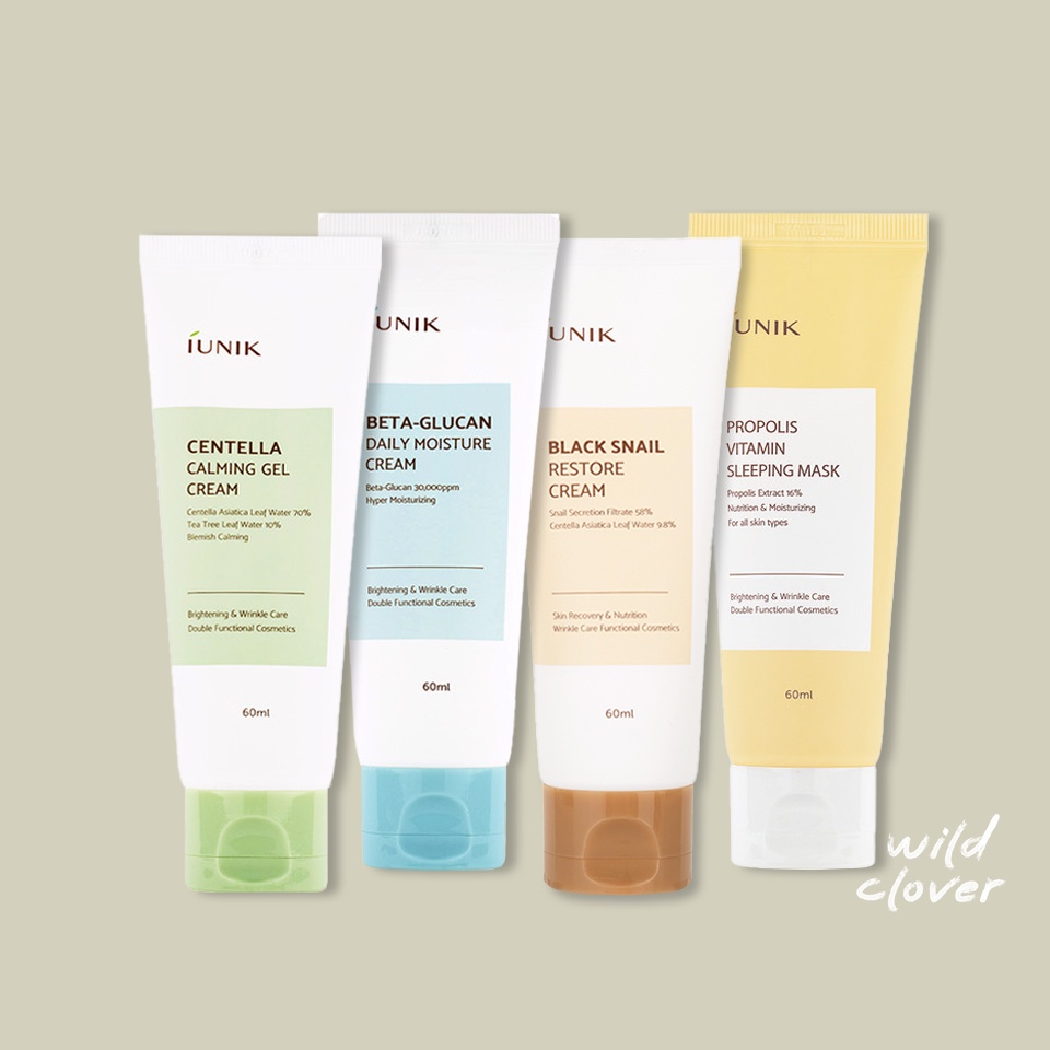 🍀 IUNIK : แท้พร้อมส่ง exp.2028 centella calming gel cream, black snail restore cream mask 60ml