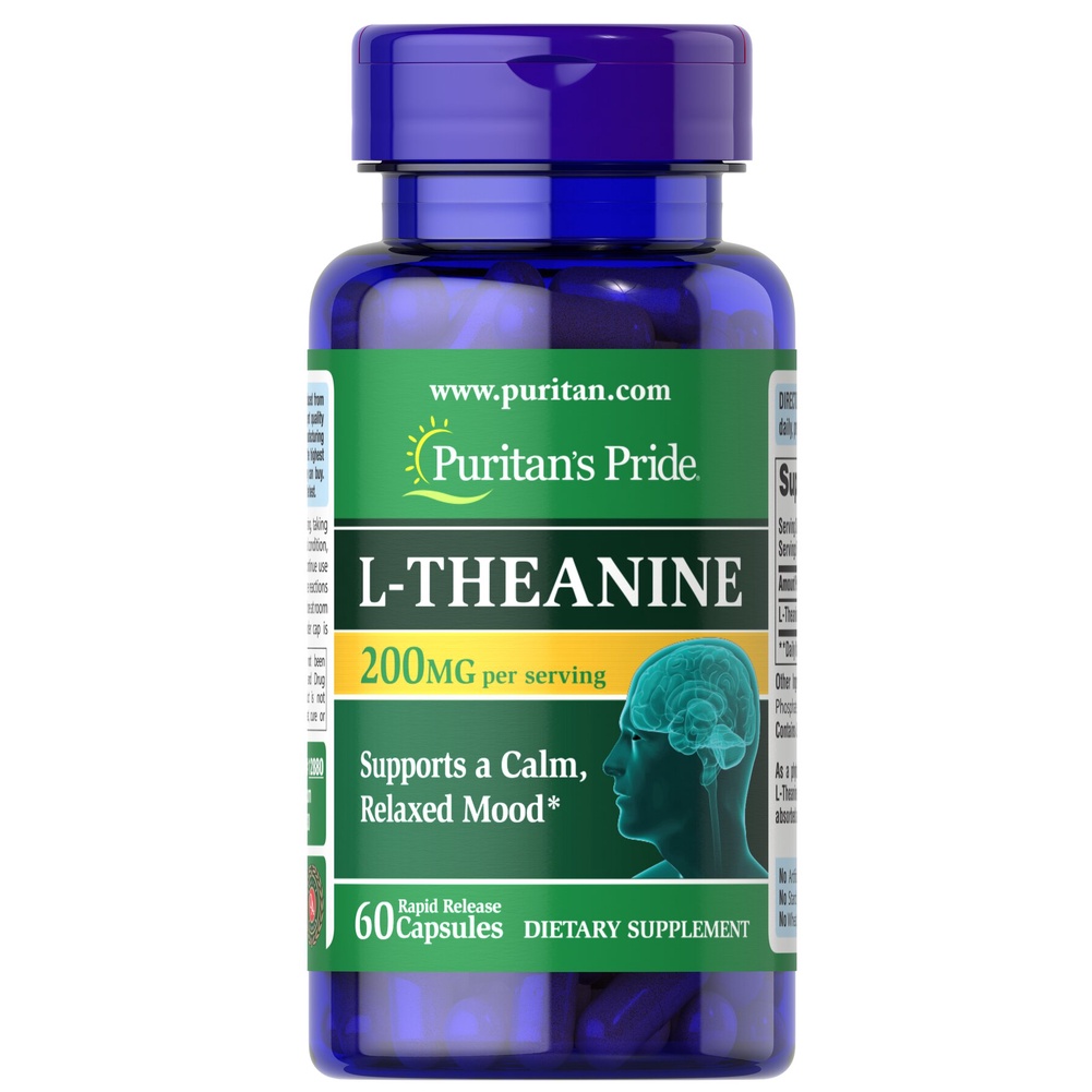 Puritan L-Theanine 200mg. 30-60 cap ลดเครียด แก้สมาธิสั้น จำอะไรไม่ค่อยได้ l-theanine