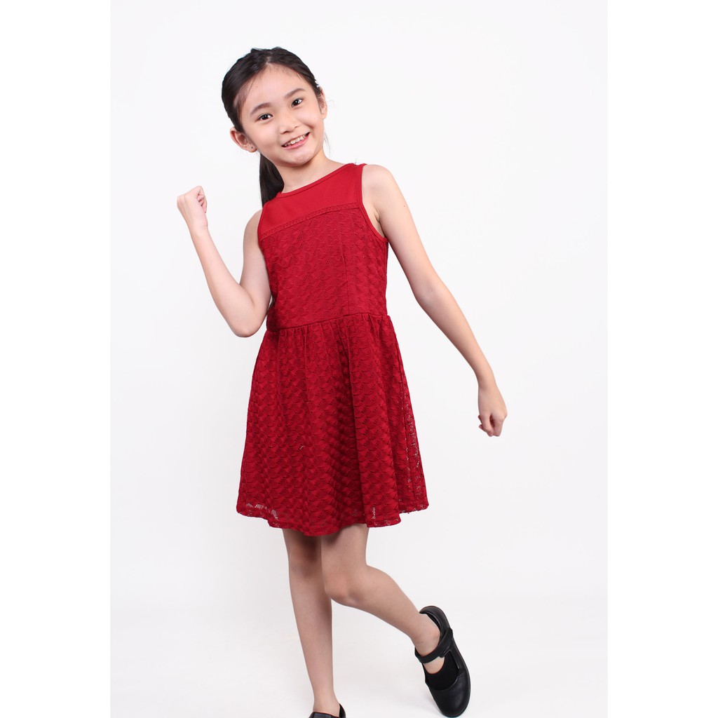 Soda ชุดเดรสลูกไม้ทรงเอแขนกุดสําหรับเด็ก KGA01383-A151806